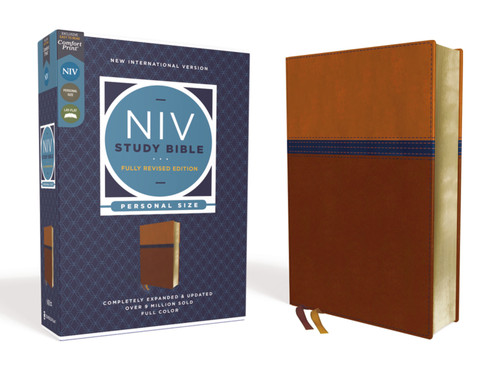 NIV Study Bible, Fully Revised Edition (Study Deeply. Believe Wholeheartedly.), Personal Size, Leathersoft, Brown/Blue, Red Letter, Comfort Print by Kenneth L. Barker, Mark L. Strauss, Jeannine K. Brown, Craig L. Blomberg, Michael Williams, Zondervan, 9780310449126