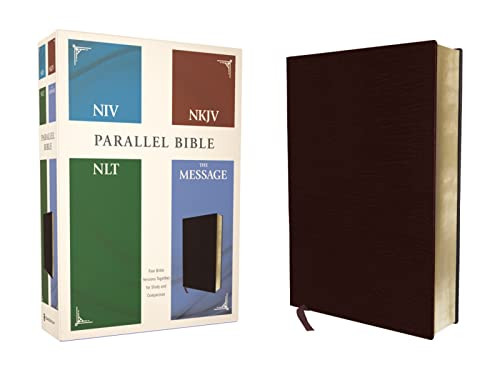 NIV, NKJV, NLT, The Message, (Contemporary Comparative) Parallel Bible, Bonded Leather, Burgundy by Zondervan, 9780310463047
