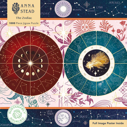 Adult Sustainable Jigsaw Puzzle Anna Stead: The Zodiac (1000-pieces. Ethical, Sustainable, Earth-friendly) by Flame Tree Studio, 9781835628799