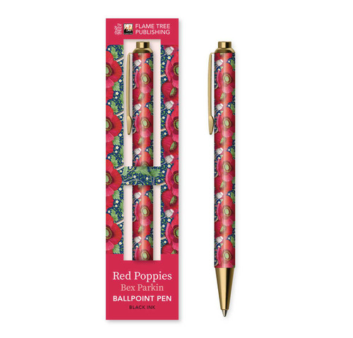 Bex Parkin: Red Poppies Boxed Decorative Ballpoint Pen by Flame Tree Studio, 9781835629109