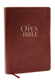 The Open Bible: Read and Discover the Bible for Yourself (NKJV Brown Leathersoft, Red Letter, Comfort Print), 9781400344086