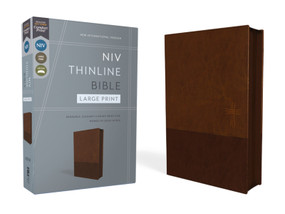 NIV, Thinline Bible, Large Print, Leathersoft, Brown, Zippered, Red Letter, Comfort Print, 9780310464990