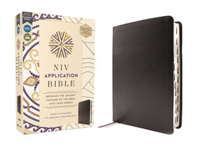 NIV Application Bible, European Bonded Leather, Black, Red Letter, Thumb Indexed, Comfort Print by Zondervan, 9780310465133