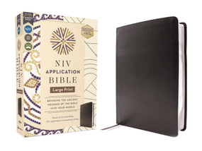 NIV Application Bible, Large Print, European Bonded Leather, Black, Red Letter, Comfort Print by Zondervan, 9780310465287