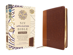 NIV Application Bible, Large Print, Leathersoft, Brown, Red Letter, Comfort Print (Bringing the Ancient Message of the Bible into Your World) by Zondervan, 9780310465300