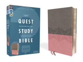 NIV, Quest Study Bible, Leathersoft, Gray/Pink, Comfort Print (The Only Q and A Study Bible) by Christianity Today Intl., 9780310465416