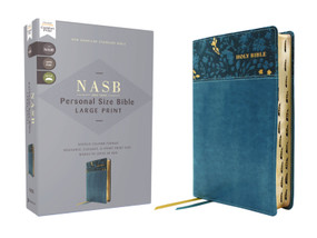 NASB, Personal Size Bible, Large Print, Leathersoft, Teal, Red Letter, 1995 Text, Thumb Indexed, Comfort Print, 9780310465959
