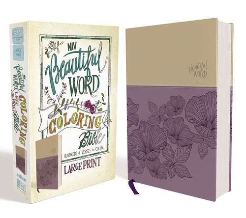 NIV, Beautiful Word Coloring Bible, Large Print, Leathersoft, Purple/Tan (Hundreds of Verses to Color) by Zondervan, 9780310447061