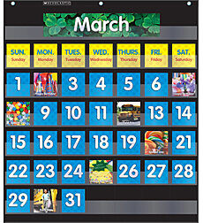 Monthly Calendar (Black) Pocket Chart by Scholastic, 9780545838665