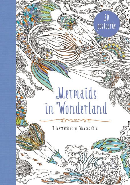 Mermaids in Wonderland 20 Postcards (An Interactive Coloring Adventure for All Ages) by Marcos Chin, 9780062565662