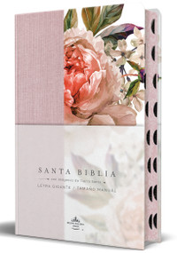RVR 1960 Tamaño manual, letra gigante, tela con flores rosadas, canto pintado e índice / Spanish Bible RVR 1960 Giant Print, Pink Leathersoft with F.. by Reina Valera Revisada 1960, 9798890985675