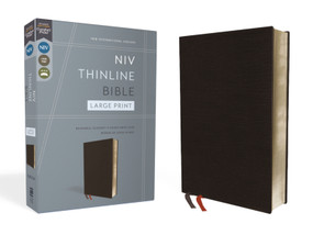 NIV, Thinline Bible, Large Print, Bonded Leather, Black, Red Letter, Comfort Print by Zondervan, 9780310448327