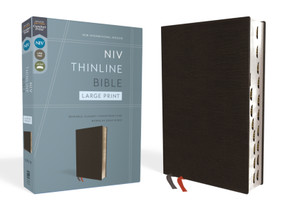 NIV, Thinline Bible, Large Print, Bonded Leather, Black, Red Letter, Thumb Indexed, Comfort Print by Zondervan, 9780310448334