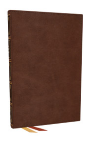 NKJV, Thinline Bible, Large Print, Brown Leathersoft, Red Letter, Comfort Print (Holy Bible, New King James Version) by Thomas Nelson, 9781400358410