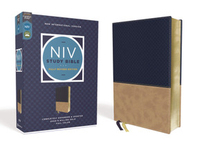 NIV Study Bible, Fully Revised Edition (Study Deeply. Believe Wholeheartedly.), Leathersoft, Navy/Tan, Red Letter, Comfort Print by Kenneth L. Barker, Mark L. Strauss, Jeannine K. Brown, Craig L. Blomberg, Michael Williams, Zondervan, 9780310448990
