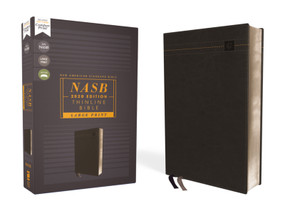 NASB, Thinline Bible, Large Print, Leathersoft, Black, Red Letter, 2020 Text, Comfort Print by Zondervan, 9780310455660