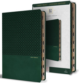 KJV Holy Bible, Large Print, Handy Size Format, Green Premium Imitation Leather with Ribbon Marker, Red Letter, Thumb Index by KING JAMES VERSION, 9798890985521