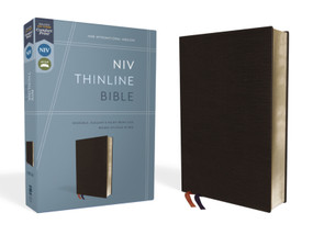 NIV, Thinline Bible, Bonded Leather, Black, Red Letter, Comfort Print by Zondervan, 9780310448761