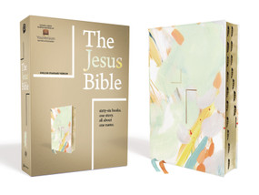 The Jesus Bible Artist Edition, ESV, (With Thumb Tabs to Help Locate the Books of the Bible), Leathersoft, Multi-color/Teal, Thumb Indexed by Passion Publishing, Zondervan, 9780310453109