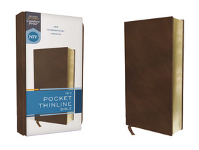 NIV, Pocket Thinline Bible, Leathersoft, Brown, Red Letter, Comfort Print by Zondervan, 9780310458241