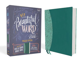 NIV, Beautiful Word Bible, Updated Edition, Peel/Stick Bible Tabs, Leathersoft, Teal, Red Letter, Comfort Print (600+ Full-Color Illustrated Verses) by Zondervan, 9780310461623