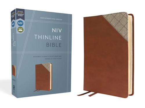 NIV, Thinline Bible, Leathersoft, Brown, Red Letter, Comfort Print by Zondervan, 9780310462033