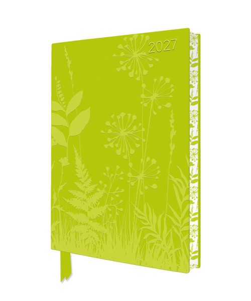 Flower Meadow 2027 Artisan Art Vegan Leather Diary Planner - Page to View with Notes by Flame Tree Studio, 9781806942015