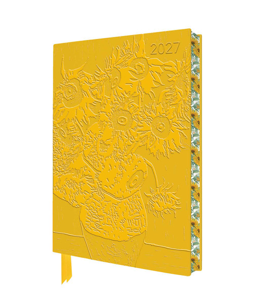 Vincent van Gogh: Sunflowers 2027 Artisan Art Vegan Leather Diary Planner - Page to View with Notes by Flame Tree Studio, 9781806942091