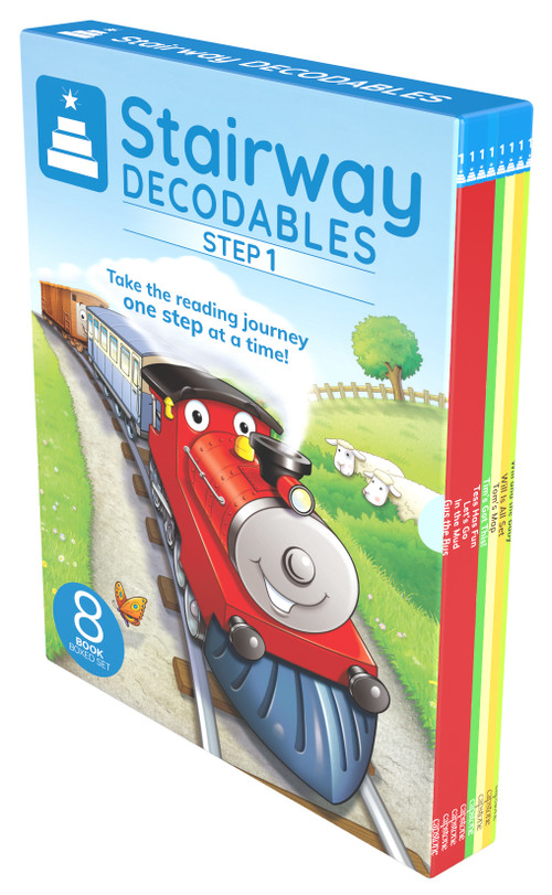 Stairway Decodables Step 1 (8-Book Boxed Set #1) by Leanna Koch, Kristen Cowen, Craig Cameron, Chad Thompson, Veronica Rooney, Roberta Collier-Morales, Amy Muehlenhardt, Andrew Rowland, 9798875223372