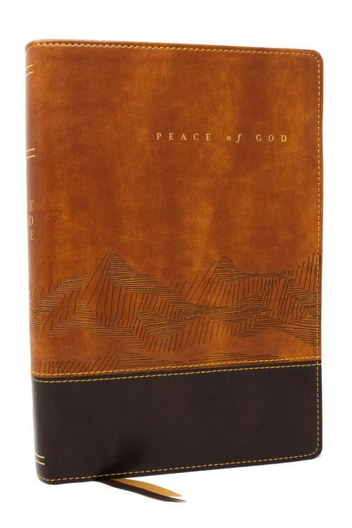 Peace of God Bible: Discover and Experience God's Shalom Throughout the Bible (NKJV, Brown Leathersoft, Red Letter, Comfort Print) by Jeremiah J. Johnston, PhD, 9781400334995