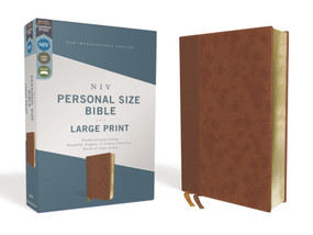 NIV, Personal Size Bible, Large Print, Leathersoft, Brown, Red Letter, Comfort Print by Zondervan, 9780310454274