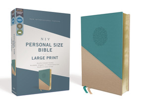 NIV, Personal Size Bible, Large Print, Leathersoft, Teal/Gold, Red Letter, Comfort Print by Zondervan, 9780310454281
