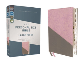 NIV, Personal Size Bible, Large Print, Leathersoft, Pink/Gray, Red Letter, Thumb Indexed, Comfort Print by Zondervan, 9780310458838