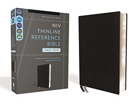 NIV, Thinline Reference Bible (Deep Study at a Portable Size), Large Print, Bonded Leather, Black, Red Letter, Comfort Print by Zondervan, 9780310462644