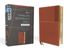 NIV, Thinline Reference Bible (Deep Study at a Portable Size), Large Print, Leathersoft, Brown, Red Letter, Comfort Print by Zondervan, 9780310462668