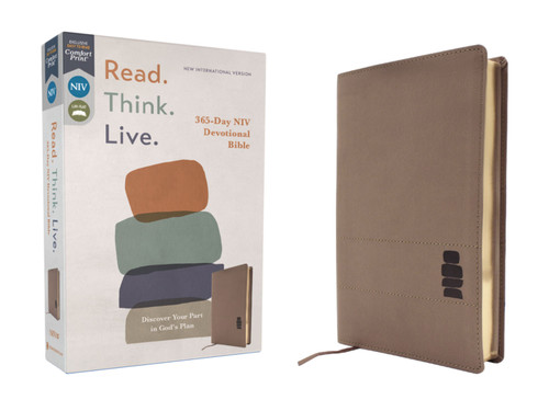 NIV, Read. Think. Live., Leathersoft, Brown, Comfort Print (365-Day NIV Devotional Bible - Discover Your Part in God's Plan) by Walk Thru the Bible, 9780310467649