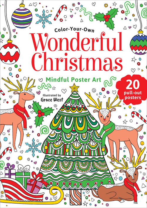 Wonderful Christmas: Coloring Book (Color-Your-Own Mindful Poster Art) by Grace West, 9780655241782