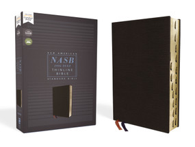 NASB, Thinline Bible, Bonded Leather, Black, Red Letter, 1995 Text, Thumb Indexed, Comfort Print by Zondervan, 9780310456339