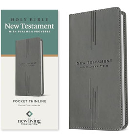 NLT Pocket Thinline New Testament with Psalms and Proverbs (LeatherLike, Charcoal Cross) by New Living Translation, Tyndale, 9798400509131