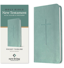 NLT Pocket Thinline New Testament with Psalms and Proverbs (LeatherLike, Teal Cross) by New Living Translation, Tyndale, 9798400509148