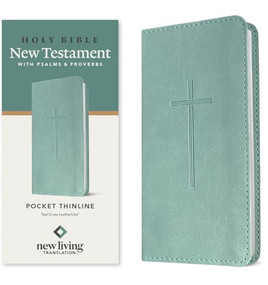 NLT Pocket Thinline New Testament with Psalms and Proverbs (LeatherLike, Teal Cross) by New Living Translation, Tyndale, 9798400509148