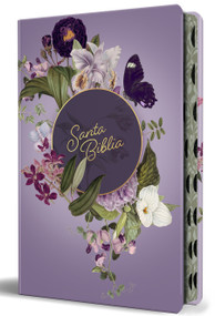 Biblia Reina Valera letra gigante, tapa dura flores morada con cantos pintados e índice / Spanish Bible Reina Valera Giant Print, Hardcover Purple Flowers .. by Reina Valera 1909, 9798890985637