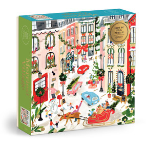 Merriest Village 1000 Piece Foil Puzzle by Galison, Sabina Fenn, 9780735389083