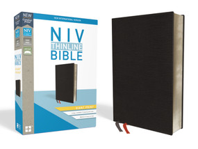 NIV, Thinline Bible, Giant Print, Bonded Leather, Black, Red Letter, Thumb Indexed, Comfort Print by Zondervan, 9780310448600