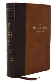 NKJV, MacArthur Study Bible, Brown Leathersoft, Thumb Indexed, Comfort Print by John F. MacArthur, Thomas Nelson, 9780785223092