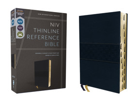 NIV, Thinline Reference Bible (Deep Study at a Portable Size), Leathersoft, Navy, Red Letter, Thumb Indexed, Comfort Print by Zondervan, 9780310462743