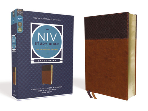 NIV Study Bible, Fully Revised Edition (Study Deeply. Believe Wholeheartedly.), Large Print, Leathersoft, Brown, Red Letter, Comfort Print by Kenneth L. Barker, Mark L. Strauss, Jeannine K. Brown, Craig L. Blomberg, Michael Williams, Zondervan, 9780310449188