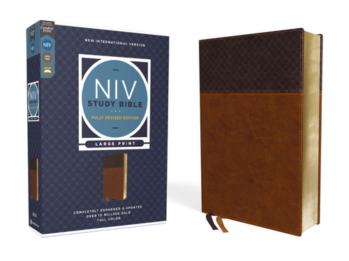 NIV Study Bible, Fully Revised Edition (Study Deeply. Believe Wholeheartedly.), Large Print, Leathersoft, Brown, Red Letter, Comfort Print by Kenneth L. Barker, Mark L. Strauss, Jeannine K. Brown, Craig L. Blomberg, Michael Williams, Zondervan, 9780310449188