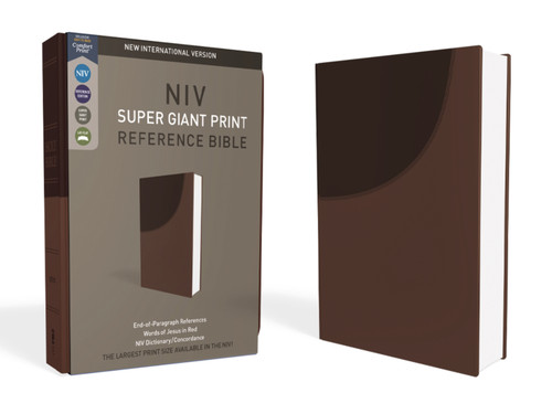 NIV, Super Giant Print Reference Bible (Font Size: 16.5-point), Leathersoft, Brown, Red Letter, Comfort Print by Zondervan, 9780310449379