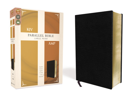 KJV, Amplified, Parallel Bible, Large Print, Bonded Leather, Black, Red Letter (Two Bible Versions Together for Study and Comparison) by Zondervan, 9780310446699